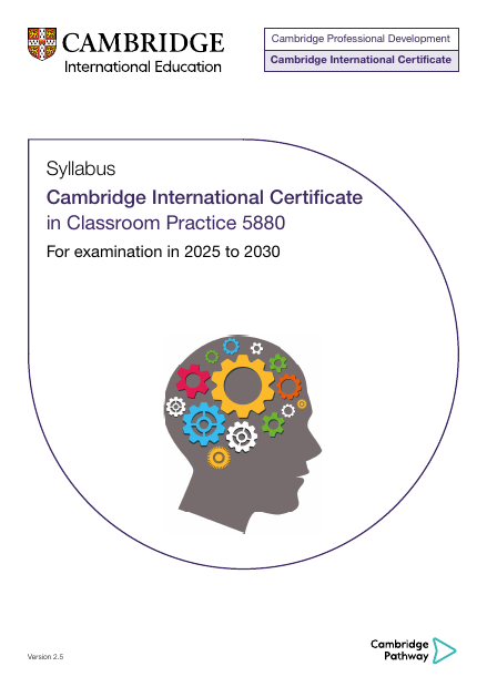 Cambridge International Certificate in Classroom Practice syllabus cover