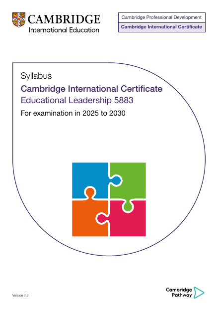 Cambridge International Certificate and Diploma in Educational Leadership syllabus cover