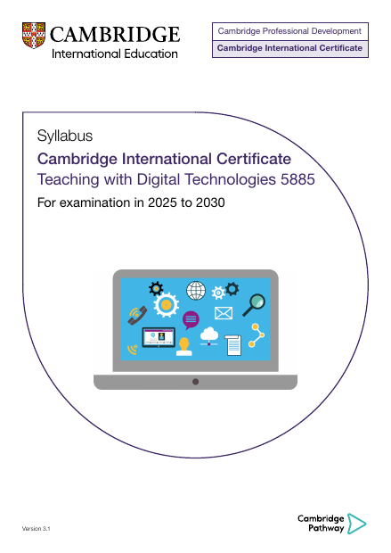 Cambridge International Certificate in Teaching with Digital Technologies syllabus cover