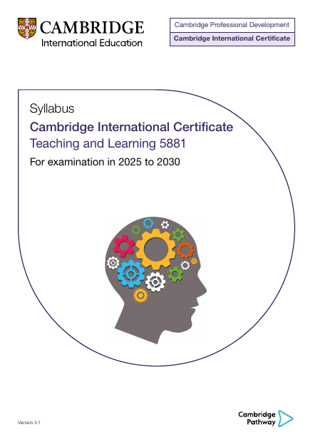 Cambridge International Certificate and Diploma in Teaching & Learning syllabus cover